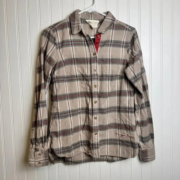 Evy's Tree Plaid Flannel Button Down Long Sleeve Small O38 - Picture 1 of 5